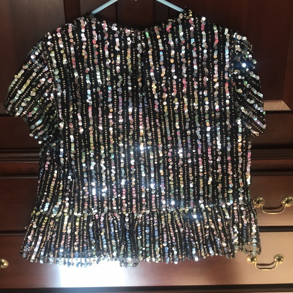 Sequined shirt sleeve top - Picture 3 of 5